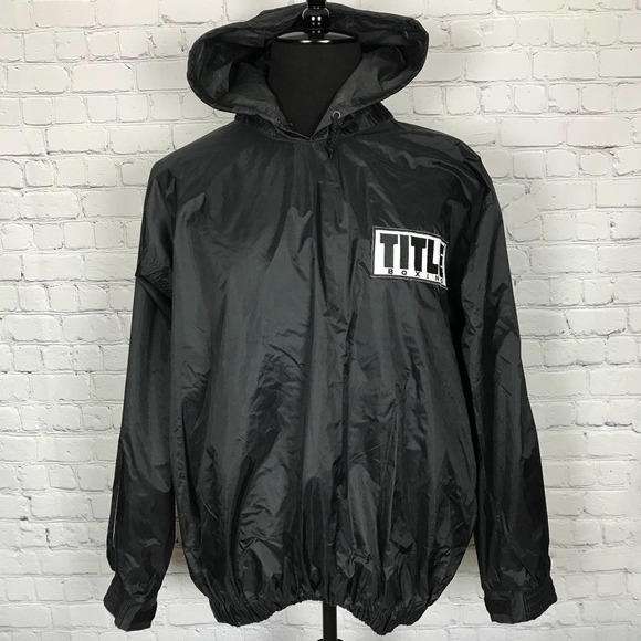 TITLE Boxing Black White Pullover Windbreaker Jacket | Mens XL - Picture 1 of 5